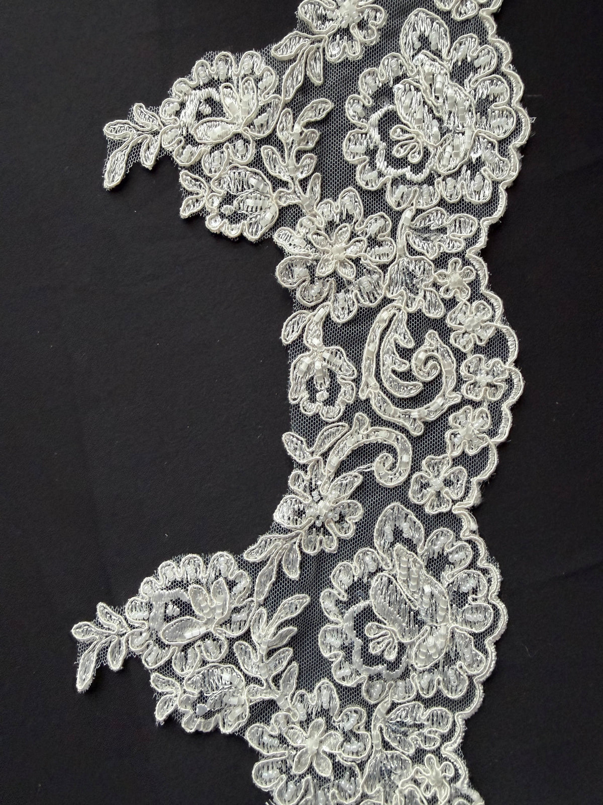 Ivory Beaded and Corded Lace Trim - T226 Beaded (CF)