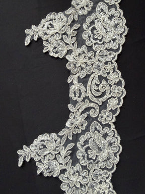 Ivory Beaded and Corded Lace Trim - T226 Beaded (CF)
