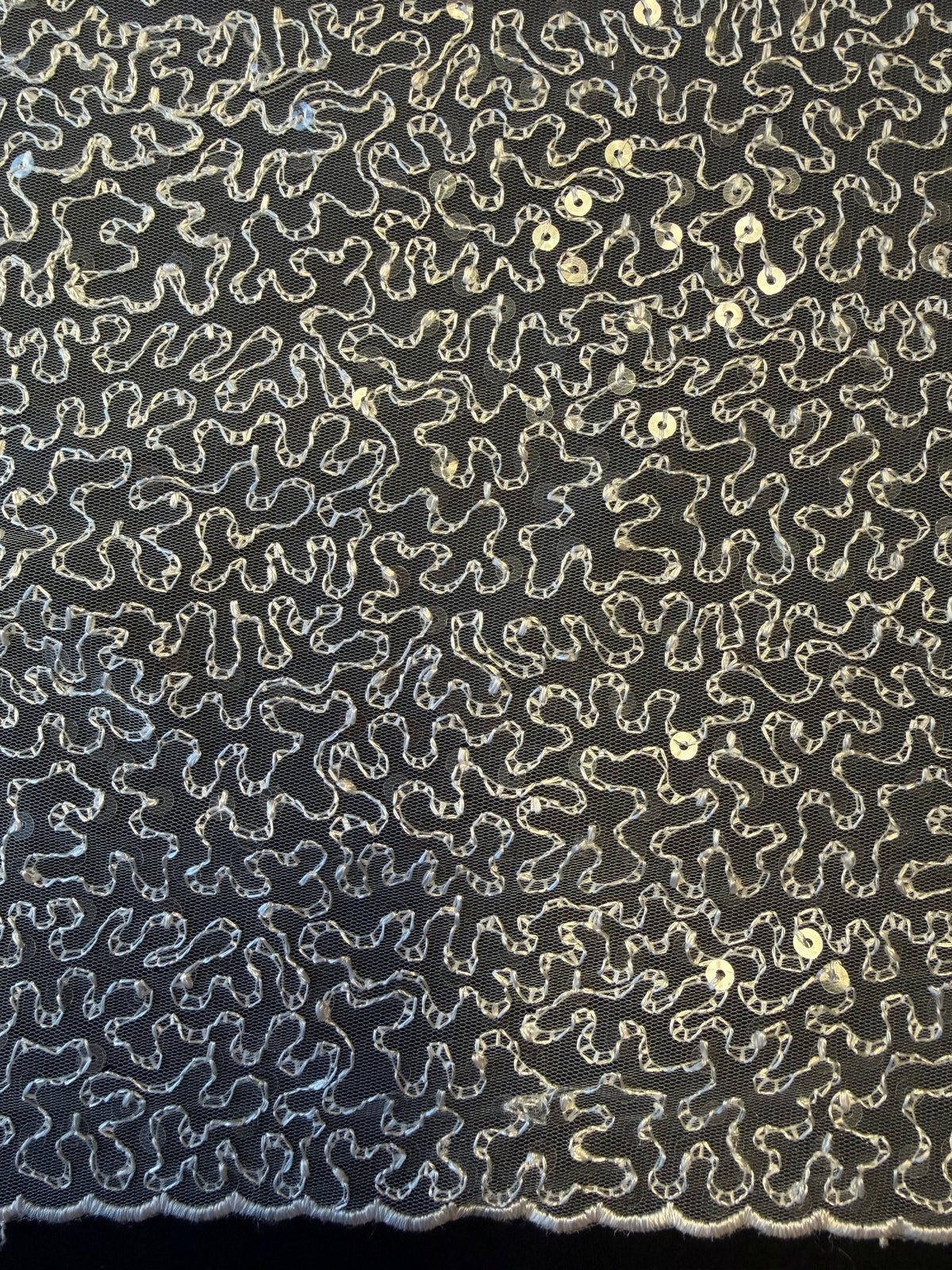 Ivory Embroidered Sequin Tulle – EB3001