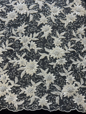 Ivory Beaded Floral Lace - Irke