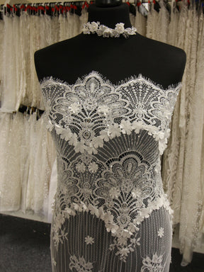 Ivory Hand Beaded Raschel Lace - Cheryldene