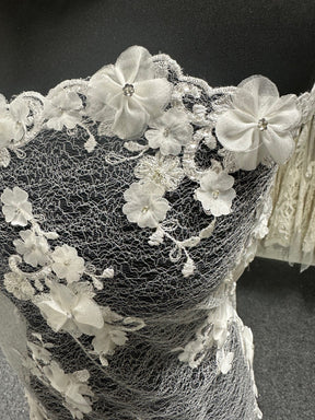 Ivory Beaded Flower Lace – Deborah