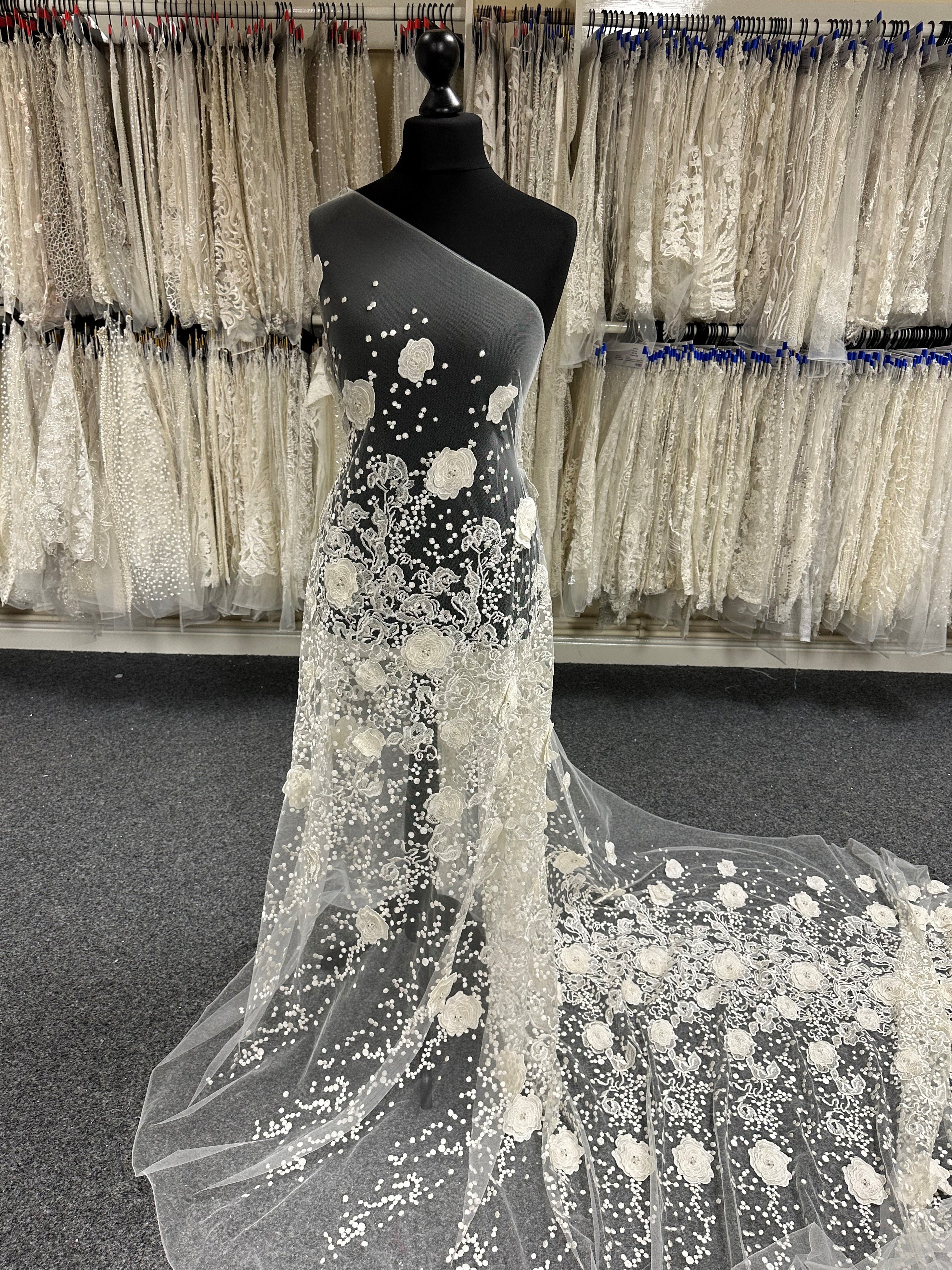 Ivory Beaded Embroidery Lace