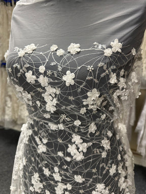 Ivory 3D Floral Lace - Scirocco