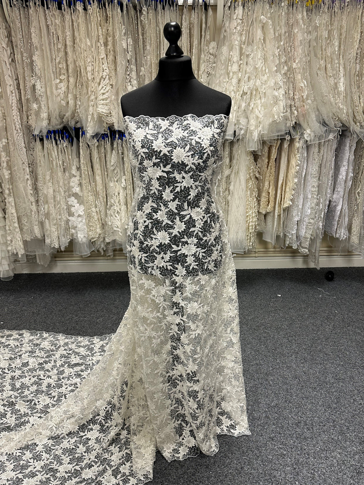 Ivory Beaded Floral Lace - Irke