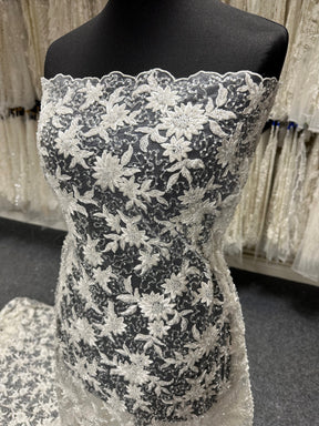 Ivory Beaded Floral Lace - Irke