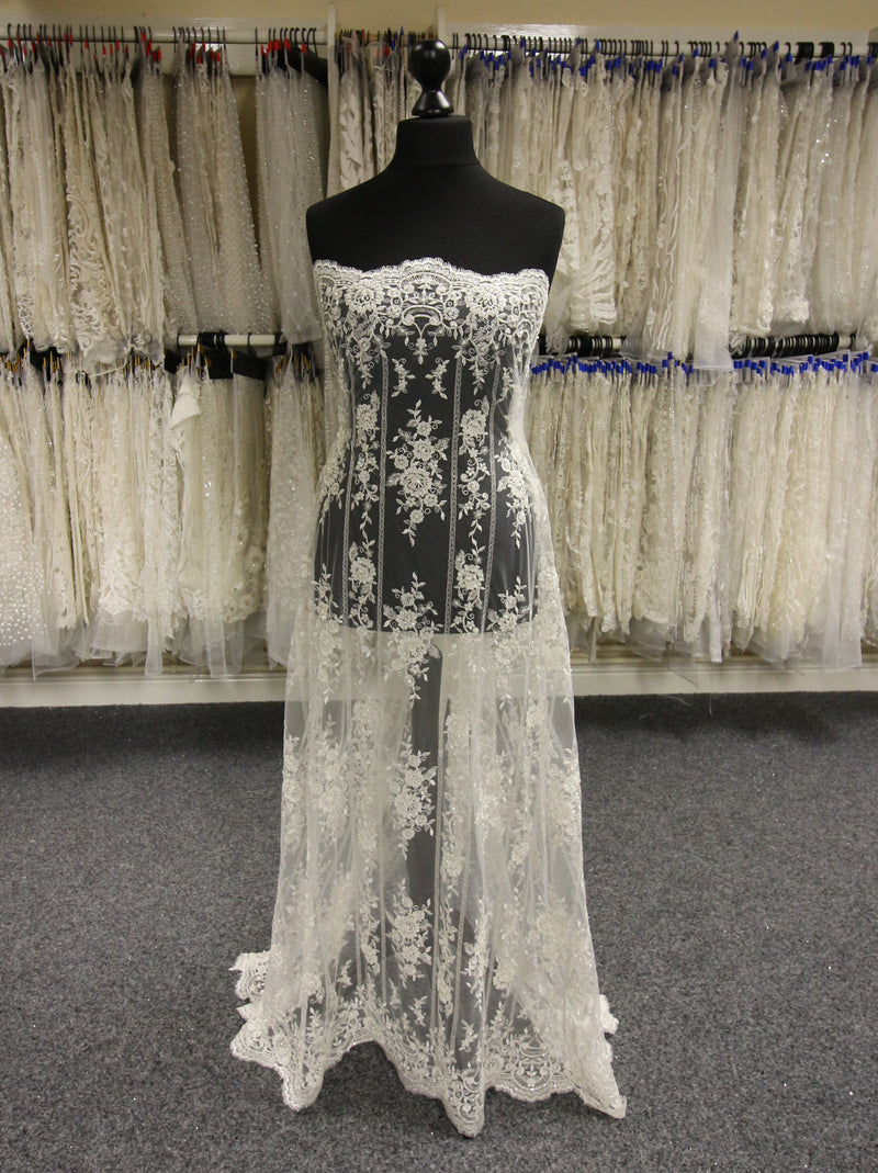 Beaded Gown with Lace Detail