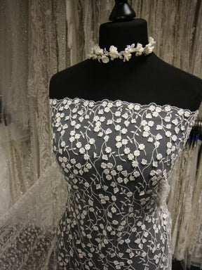 Ivory Embroidered Lace - Adebola