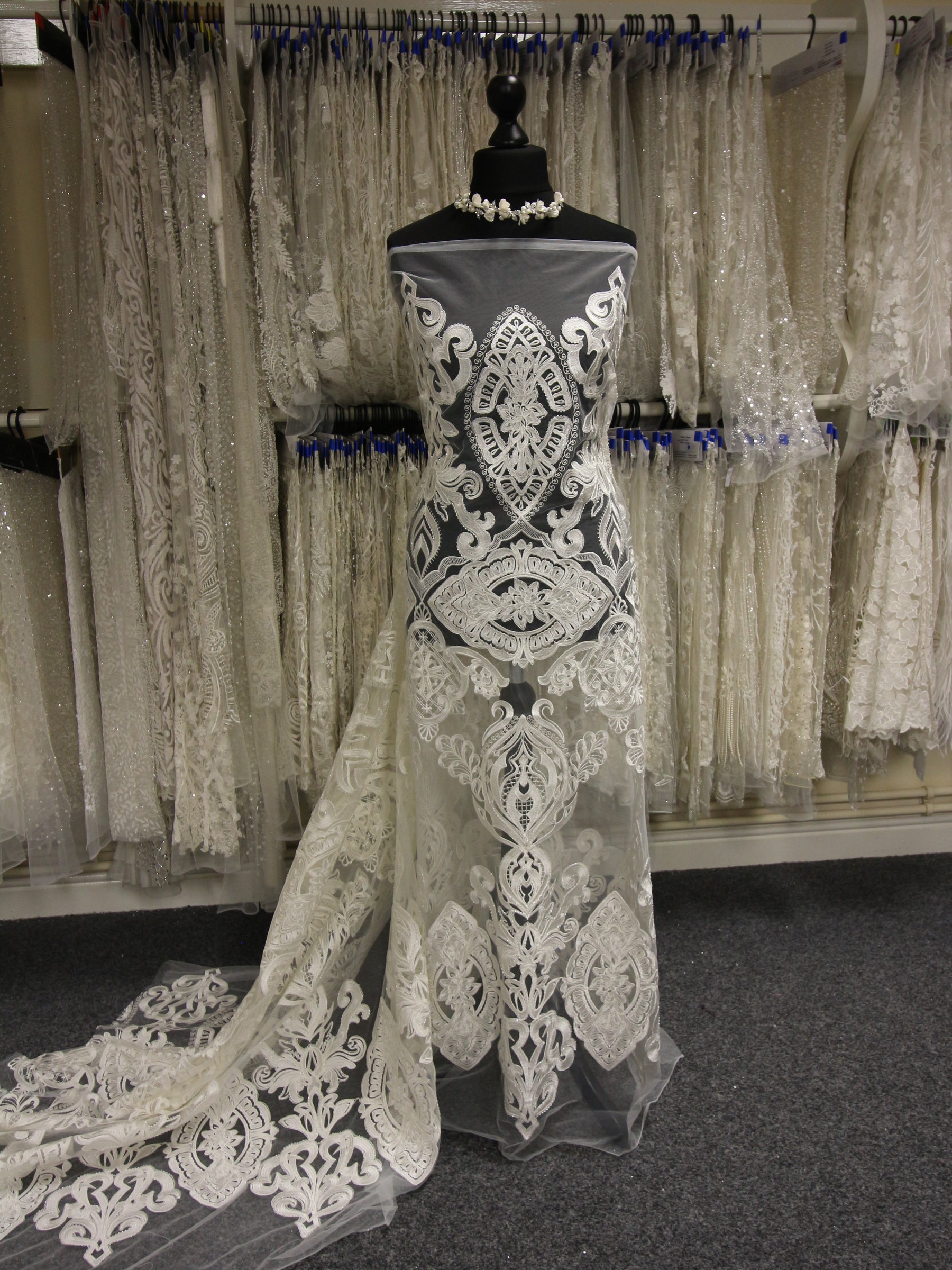 Ivory Embroidered and Beaded Lace - Albertina