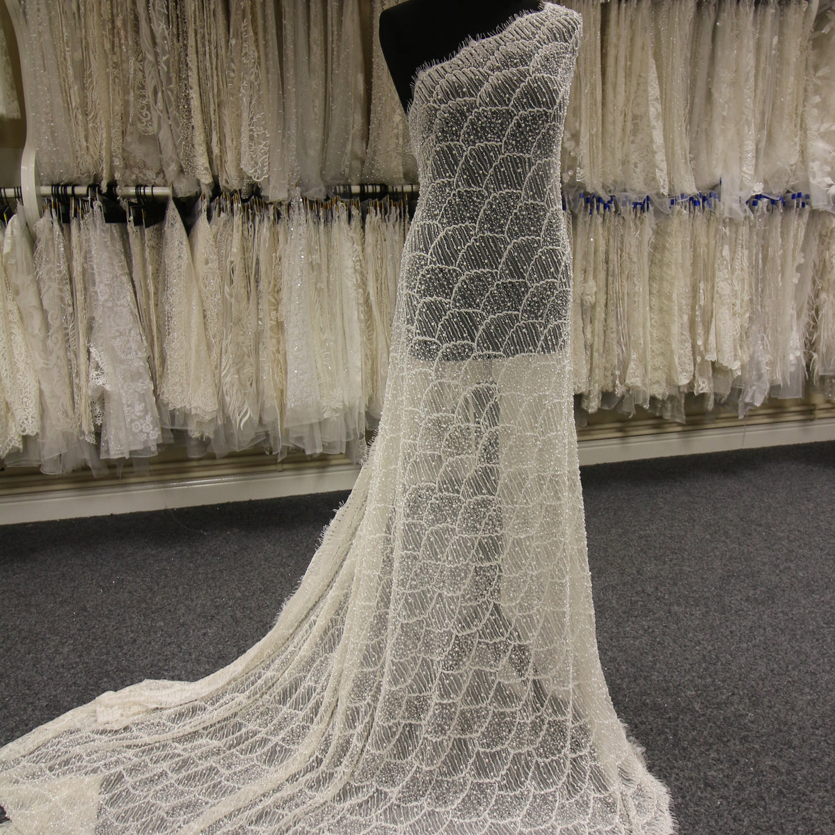 chinese dress ladies Ivory Hand Beaded Lace