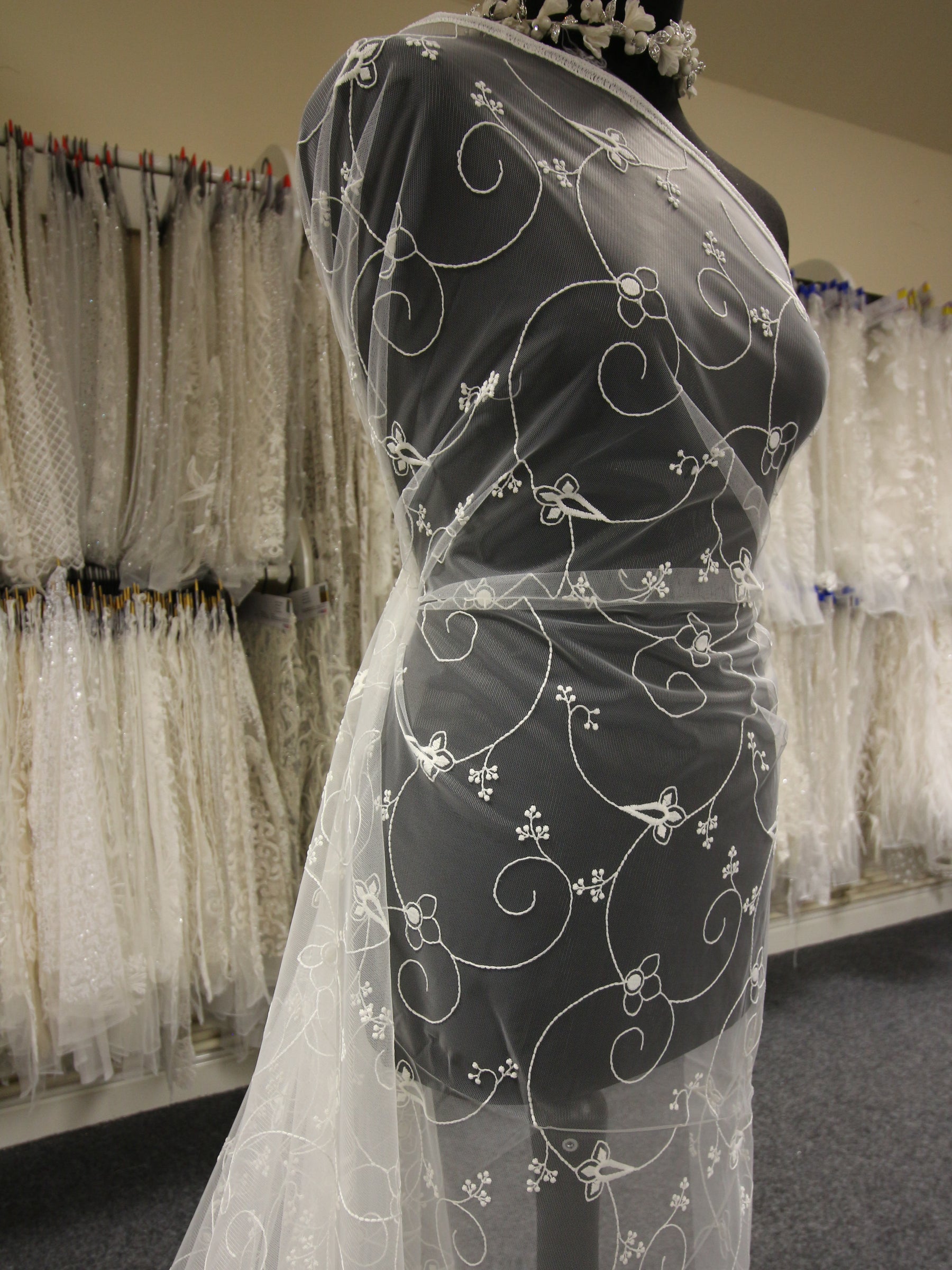 Ivory Embroidered Lace - Cortina