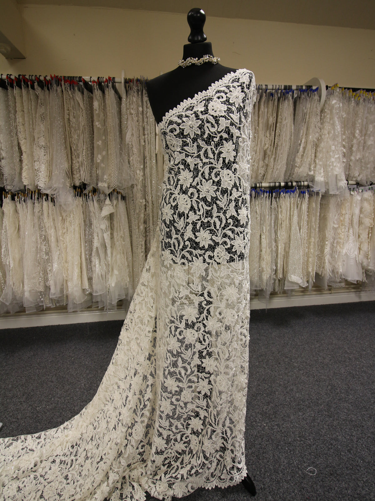 Ivory Beaded and Corded Lace - Elaine