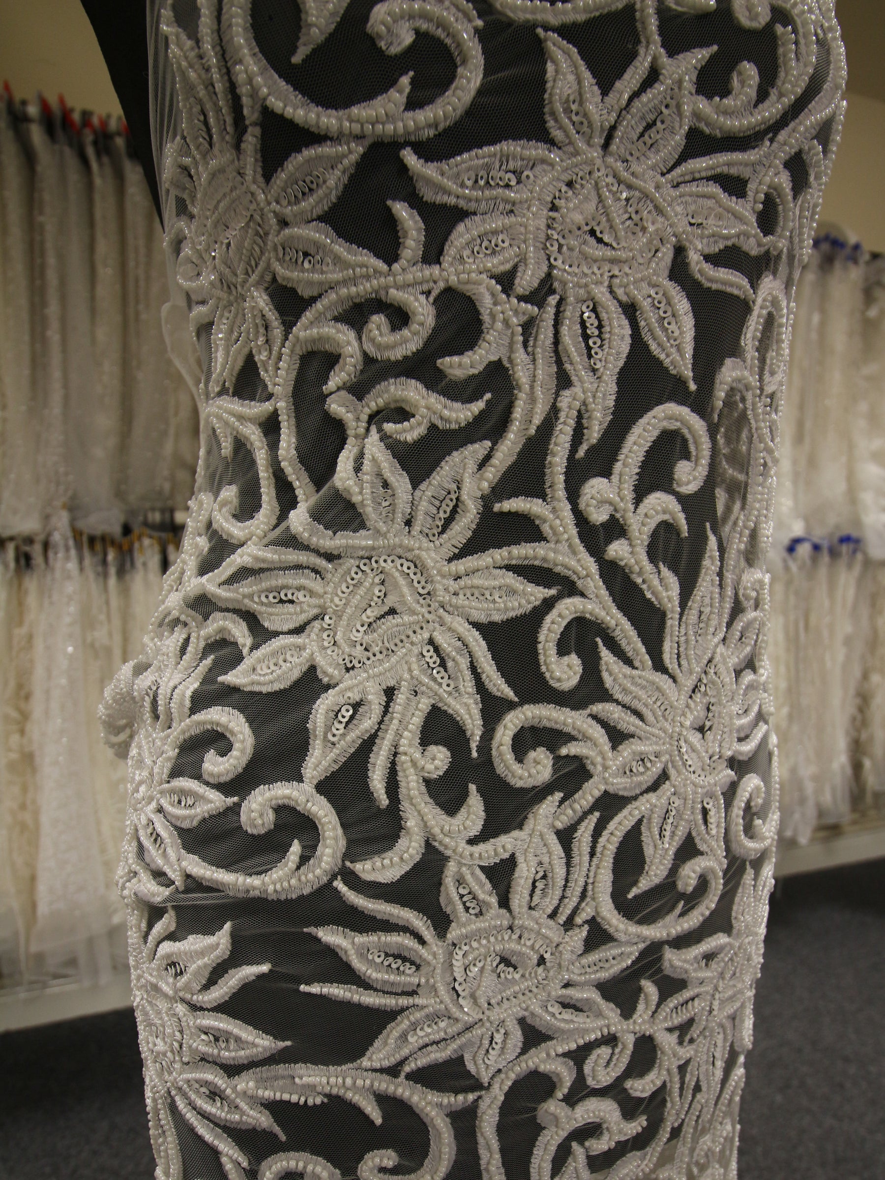 Ivory Beaded Embroidery Lace - Elsie