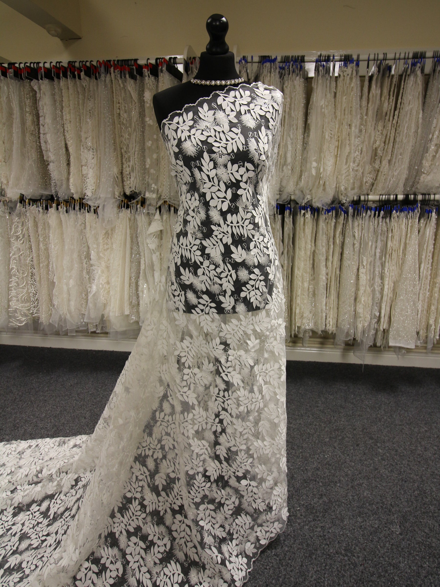 Laser cut lace clearance wedding dress