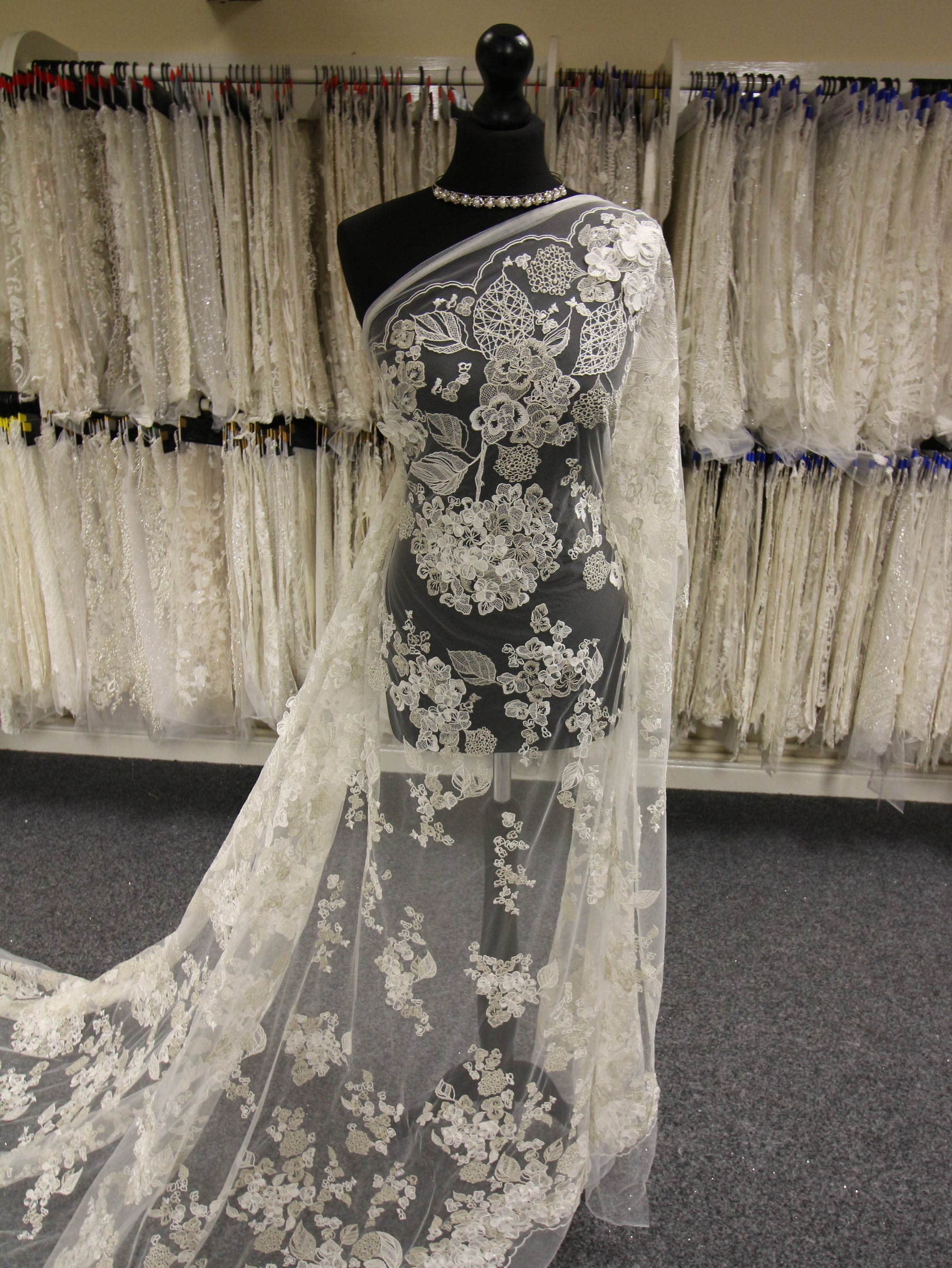 Ivory with Silver Embroidered Lace - Illaria Ivory with Silver Embroidered Lace - Illaria