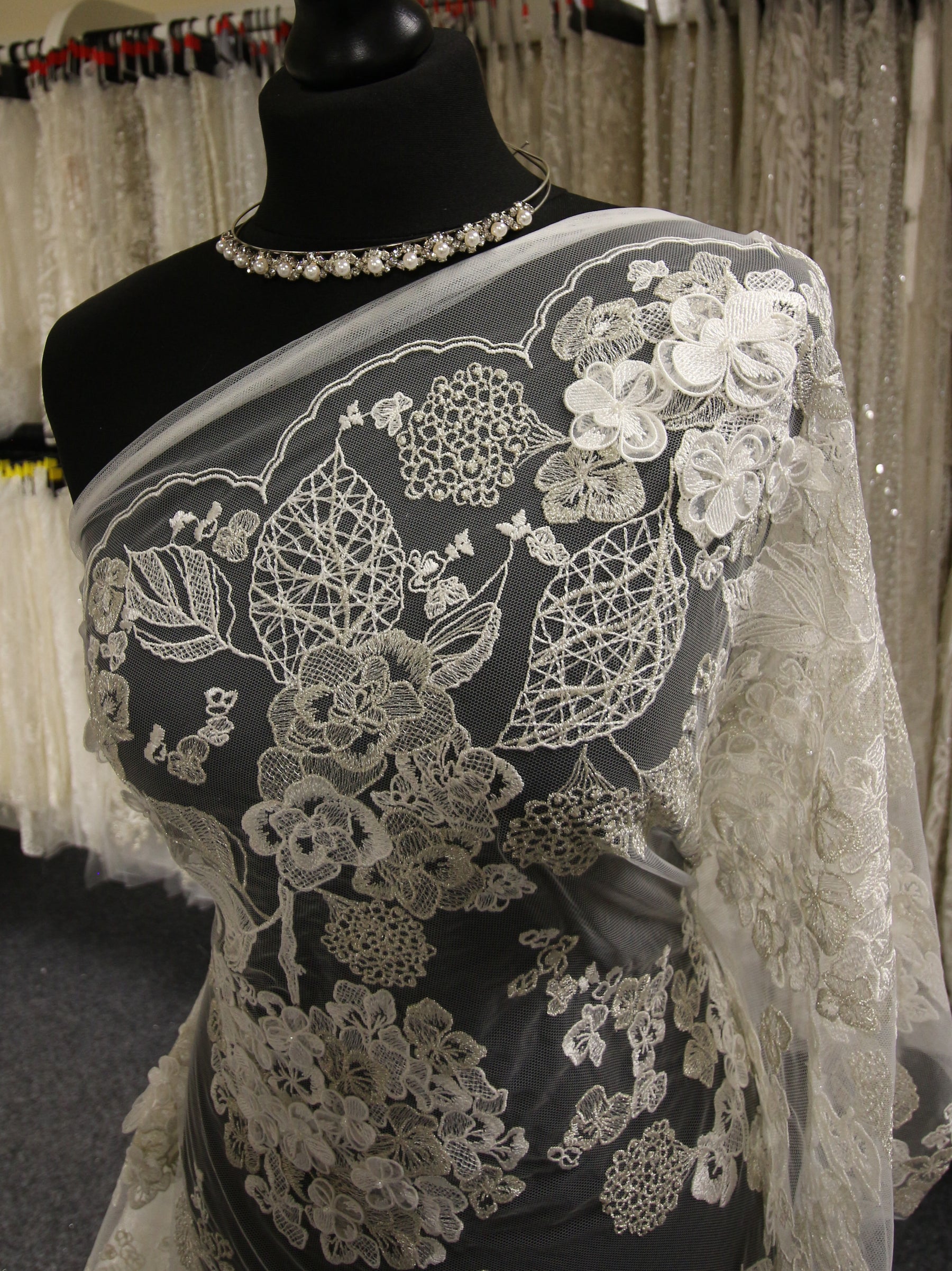 Ivory with Silver Embroidered Lace - Illaria