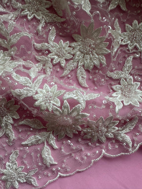 Ivory Beaded Floral Lace - Irke