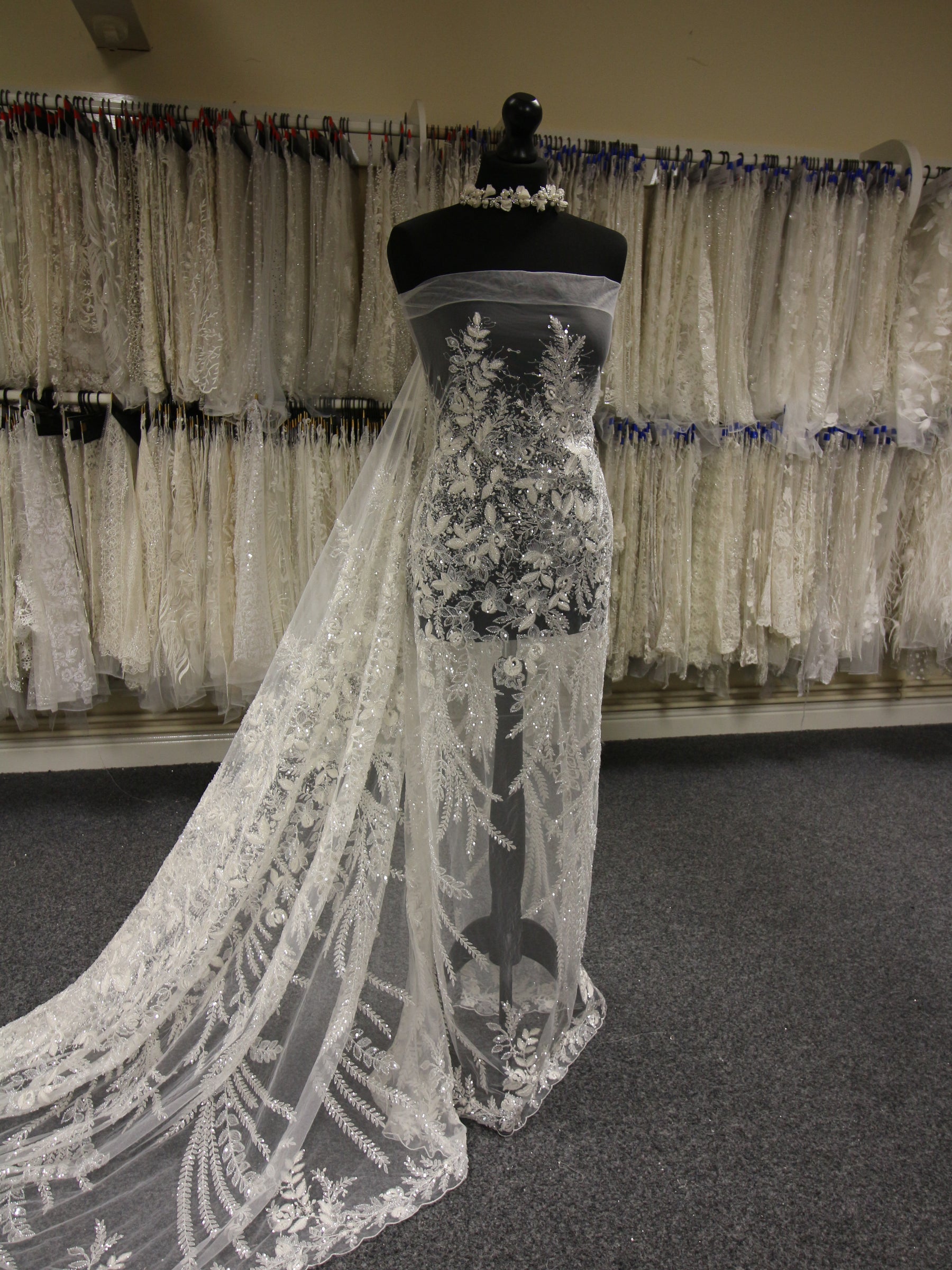 Ivory Sequined & Beaded Lace