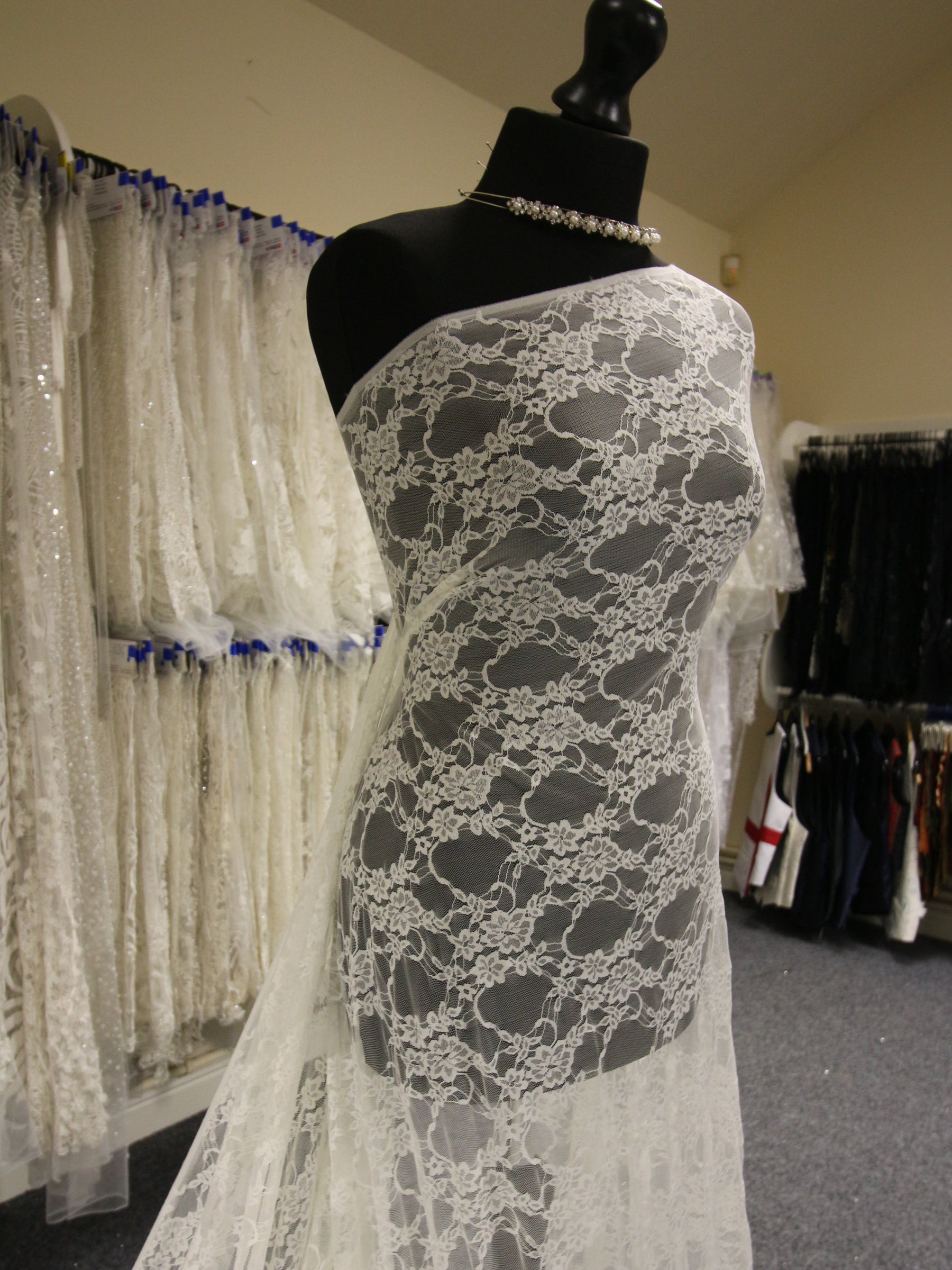 Ivory Stretch Lace Fabric