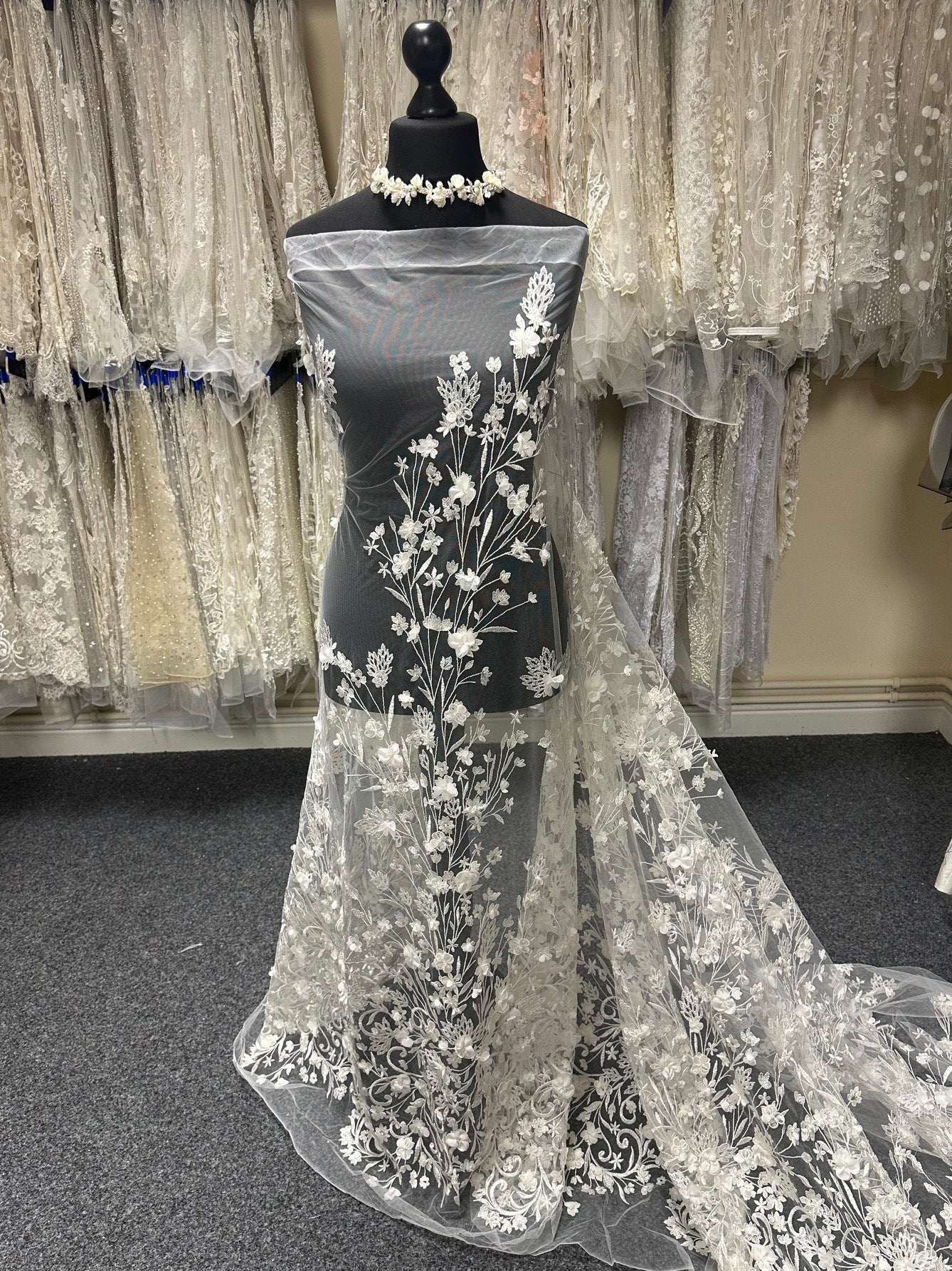 Ivory 3D Embroidered Lace - Milena Ivory 3D Embroidered Lace - Milena