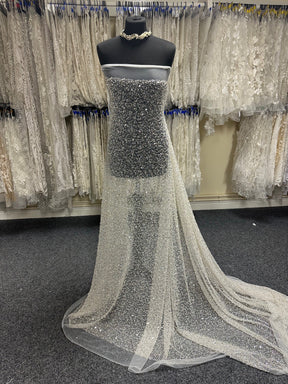 Ivory Sequinned & Beaded Tulle - Sensilla