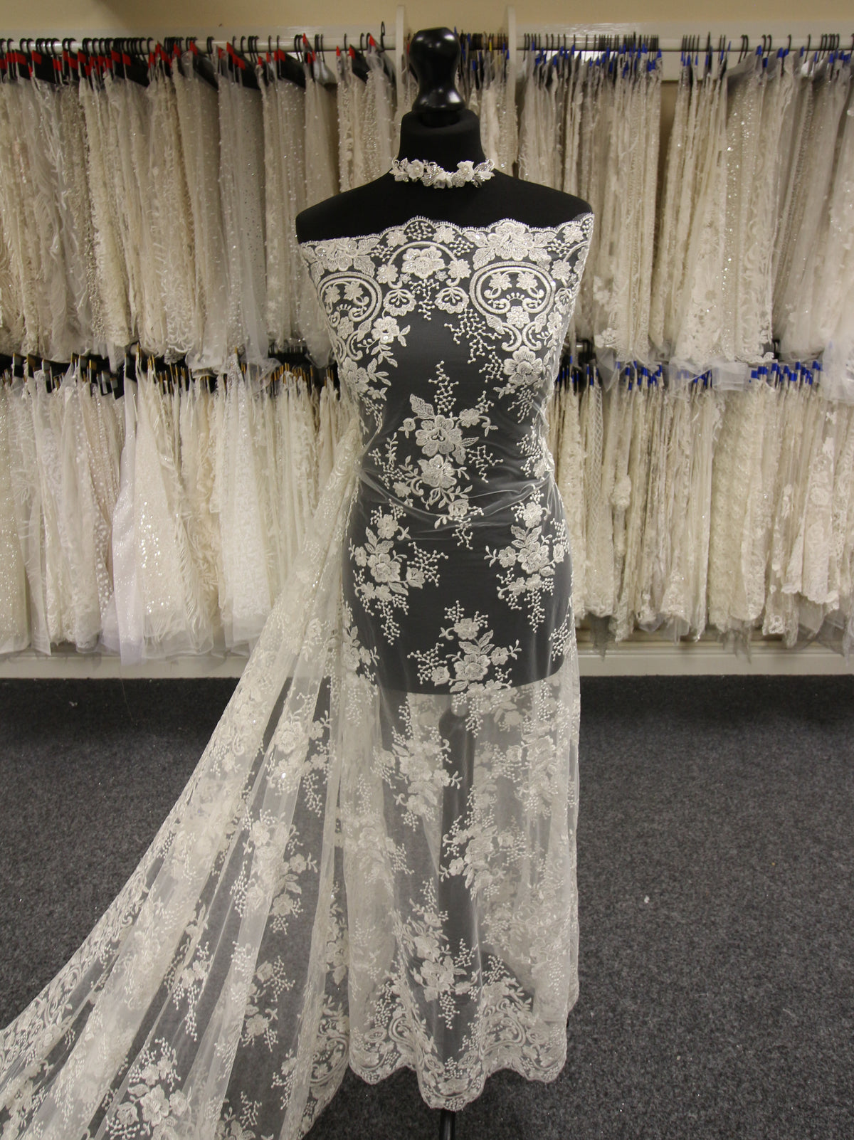 Ivory Sequinned & Embroidered Lace - Shelley