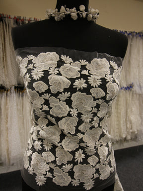 Ivory Embroidered Lace - Thora