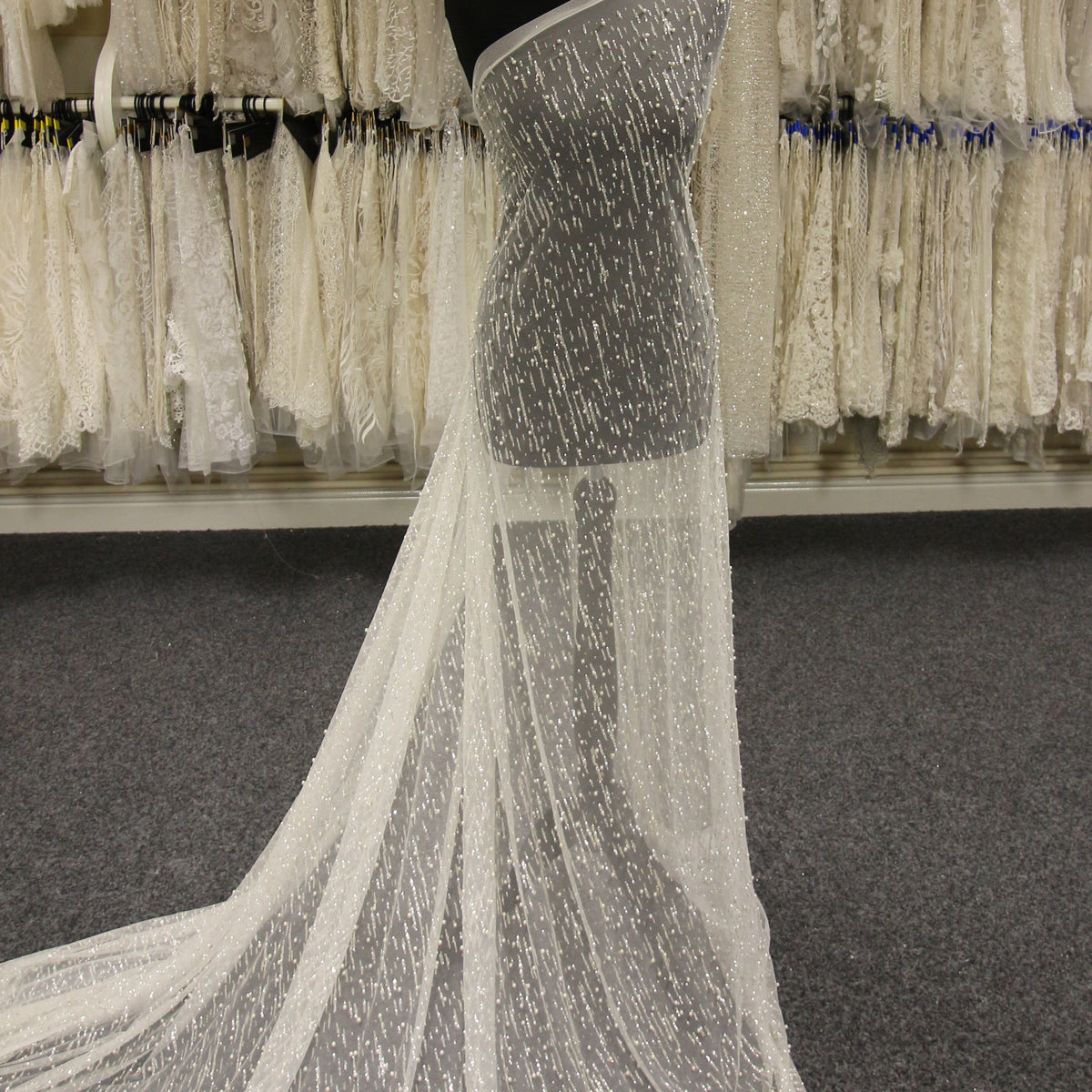 Ivory pearl tulle fabric - Lace To Love