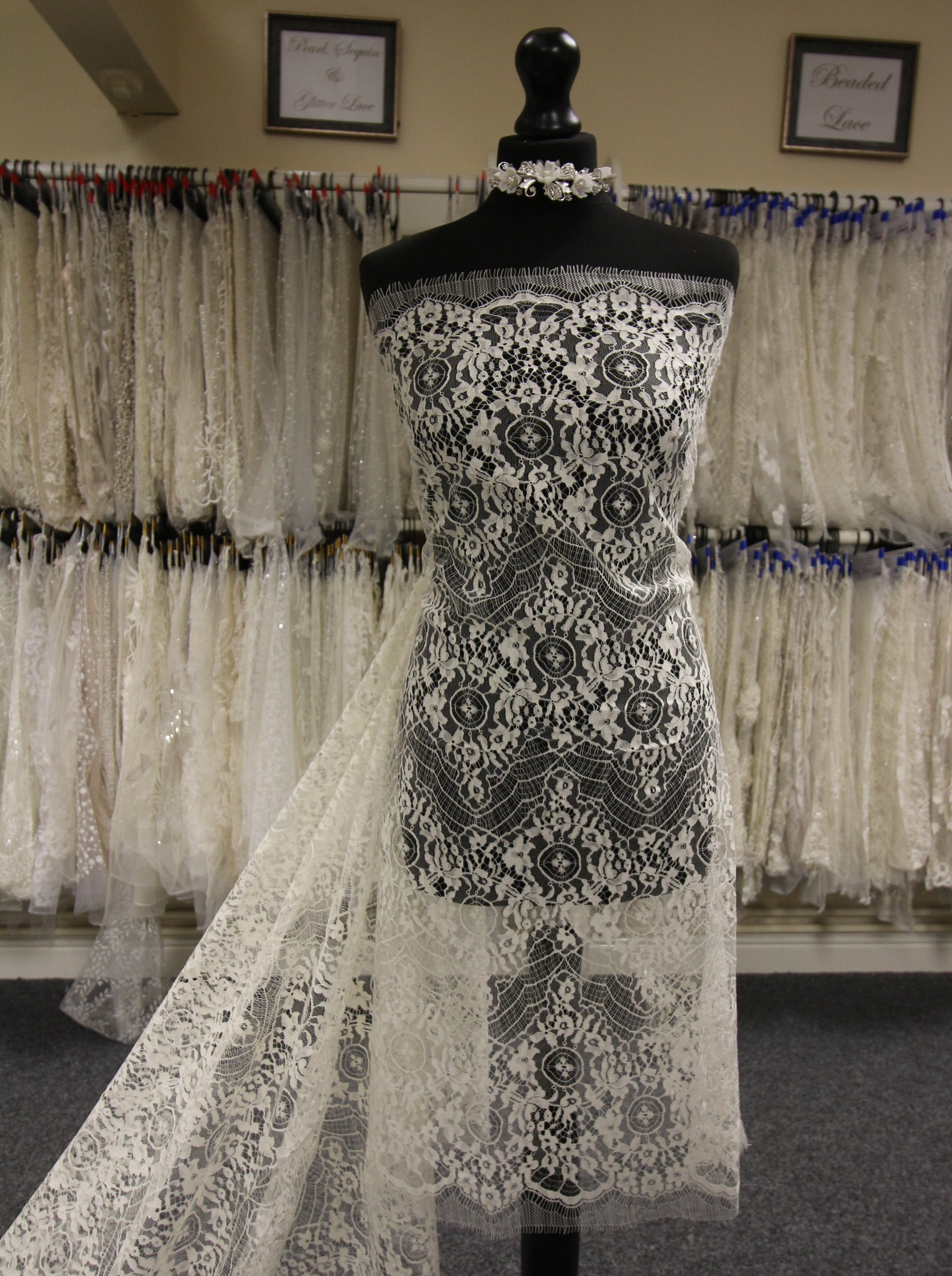 french lace fabric for wedding dresses Amazon.com: SEWDIYTR White Lace Fabric Chantilly Lace Graceful Franch Eyelet Bridal 60 X120 Inch Lace Fabric Veil Wedding Bridal Fabric Embroidery Lace Fabric Tablecloth