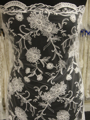 Ivory Embroidered Lace - Orlaith