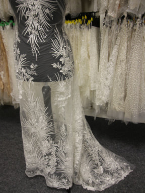 Ivory Embroidered Lace - Beluga