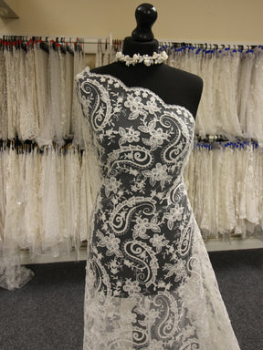 Ivory Corded and Beaded Lace - Reagan