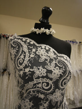 Ivory Corded and Beaded Lace - Reagan