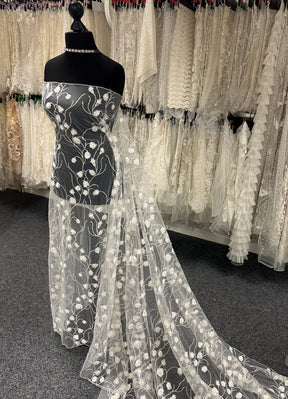 Ivory Embroidered Tulle Lace - Appolline