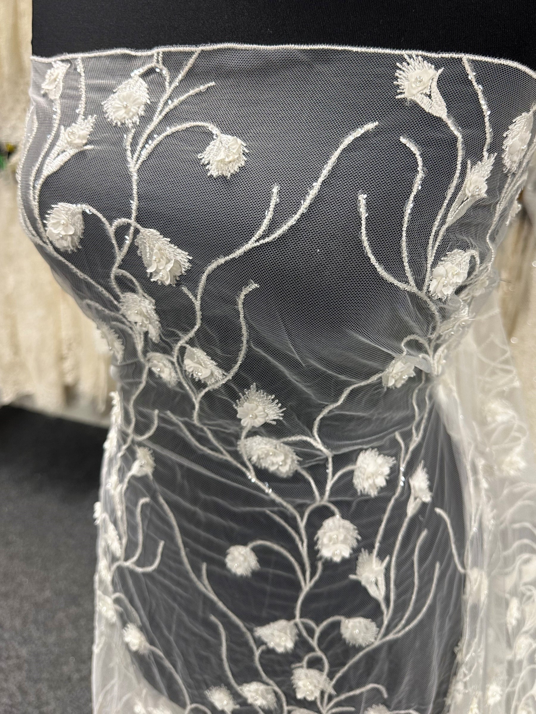 Ivory Embroidered Tulle Lace - Appolline