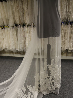 Ivory 3D Lace Trimmed Tulle - Finty