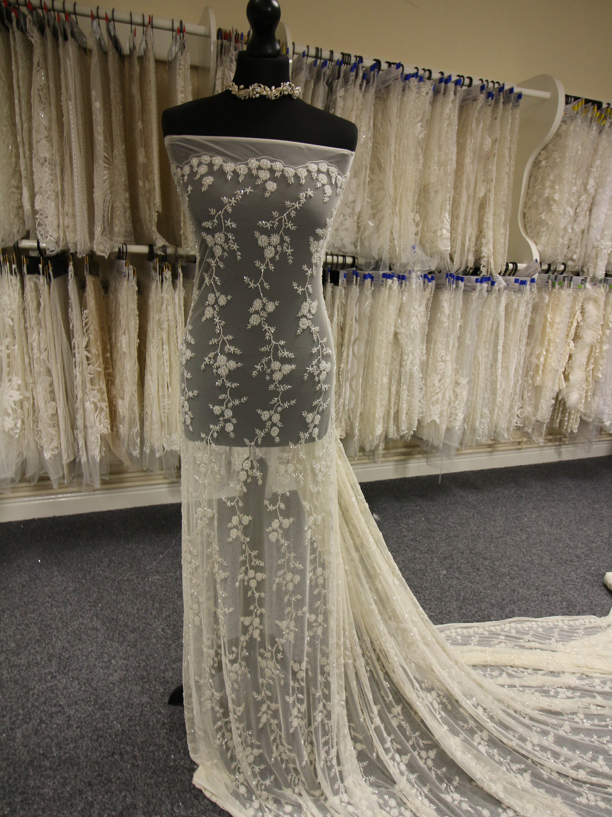 Ivory Beaded Lace - Lourdes