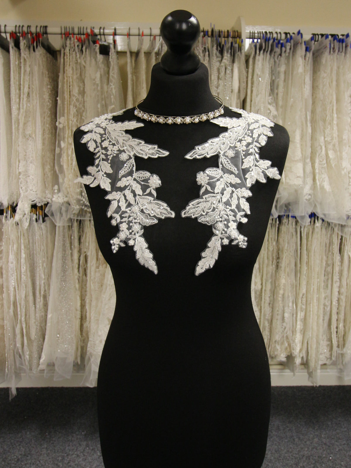 Ivory Beaded Lace Appliques - Bellflower