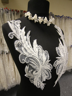 Ivory Beaded Lace Appliques - Larkspur