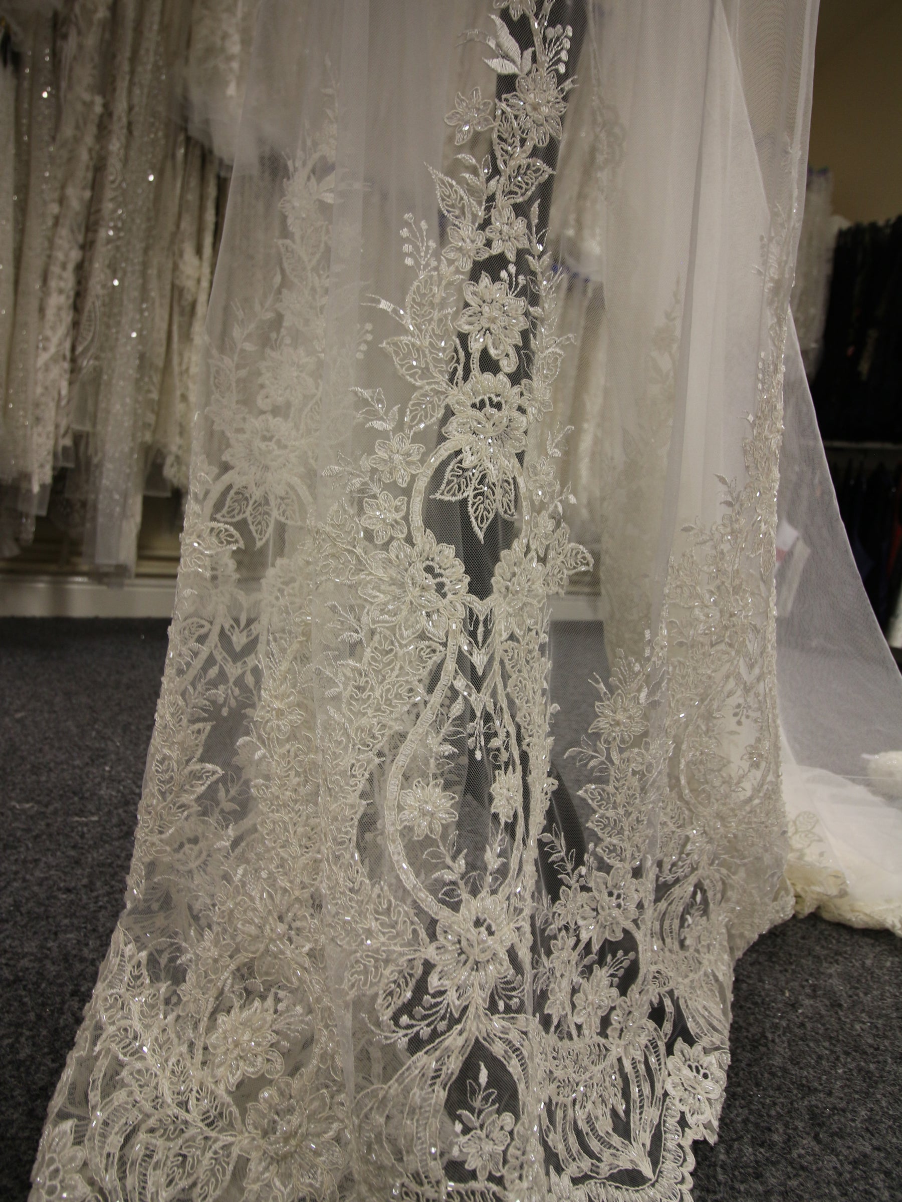 Ivory Lace Trimmed Tulle - Wesley