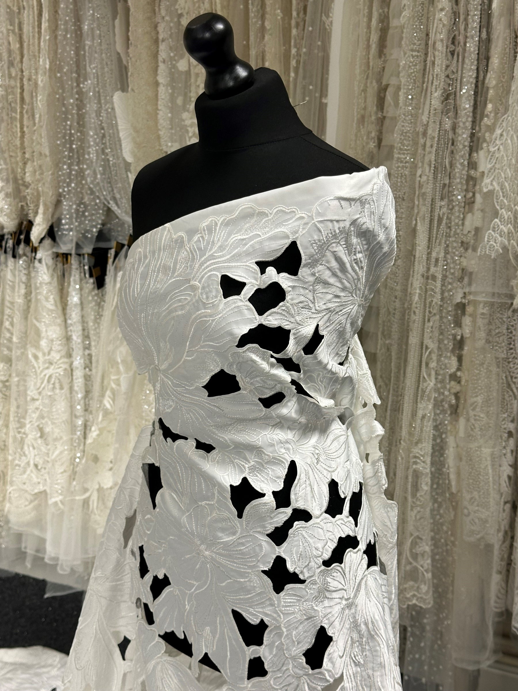 Ivory Laser Cut Satin - Ellis Ivory Laser Cut Satin - Ellis