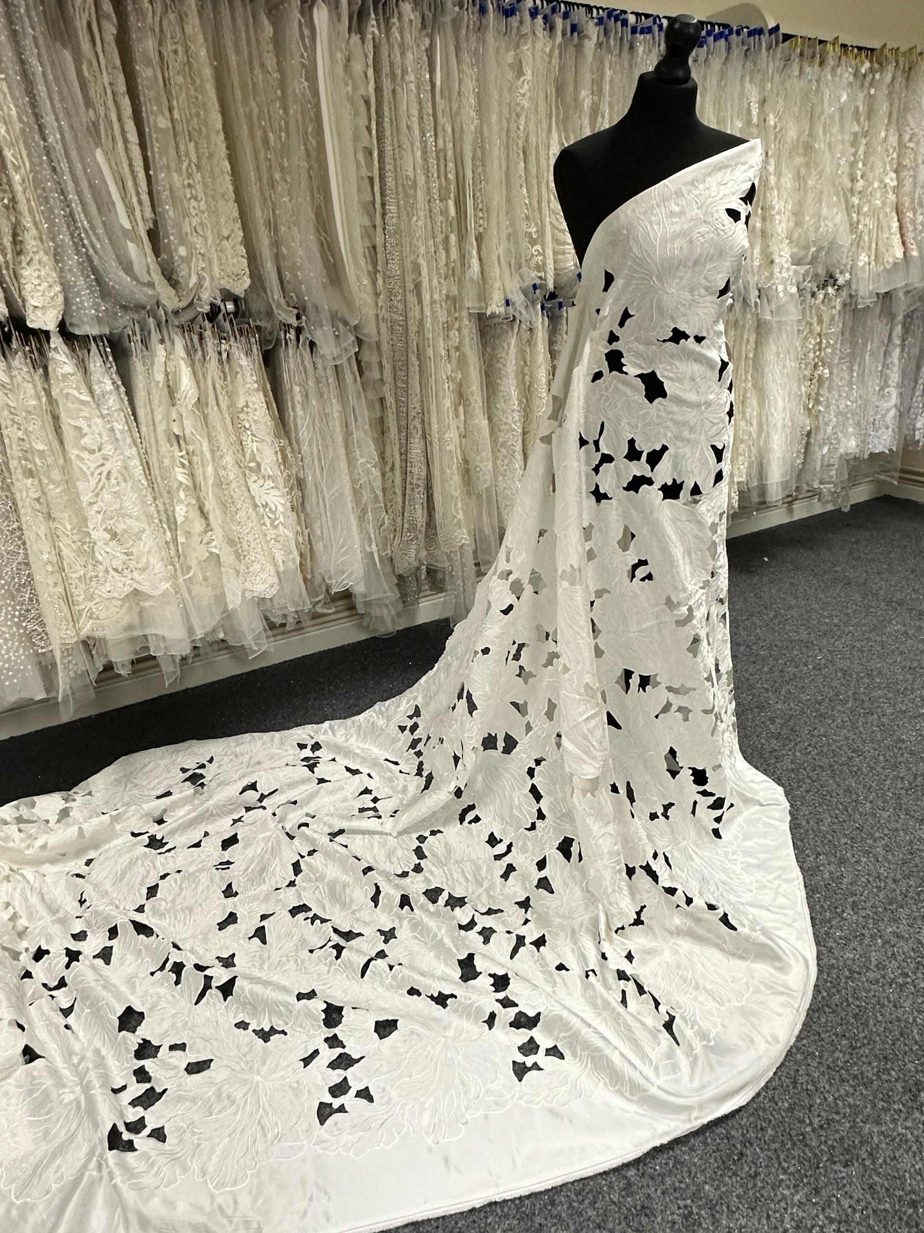 Ivory Laser Cut Satin - Ellis Ivory Laser Cut Satin - Ellis