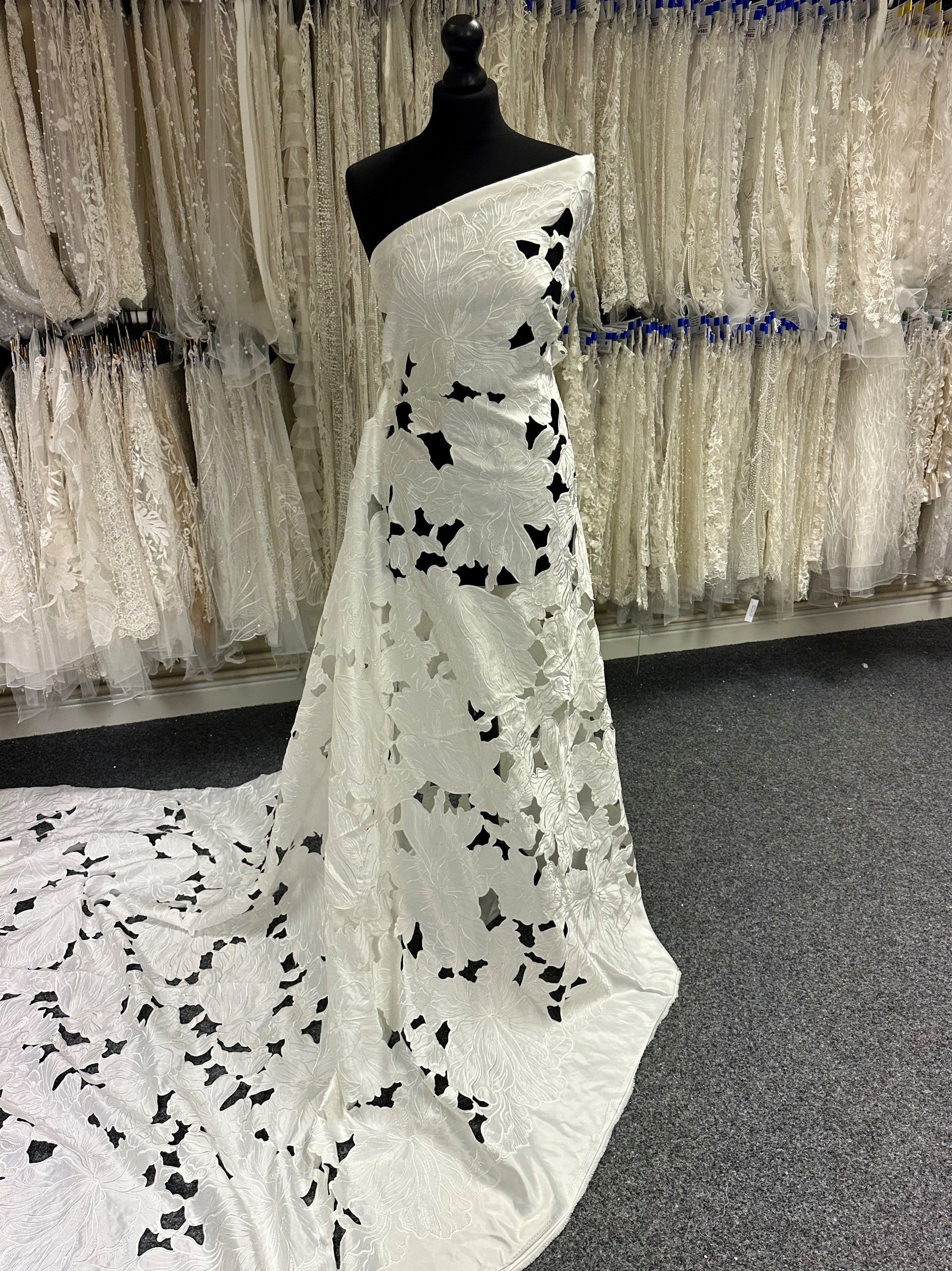 Ivory Laser Cut Satin - Ellis Ivory Laser Cut Satin - Ellis