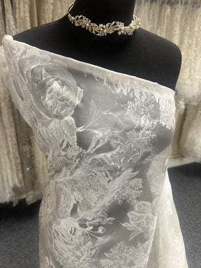 Ivory Printed Silk Organza - Belissa