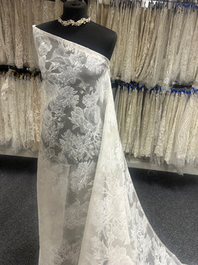 Ivory Printed Silk Organza- Belissa