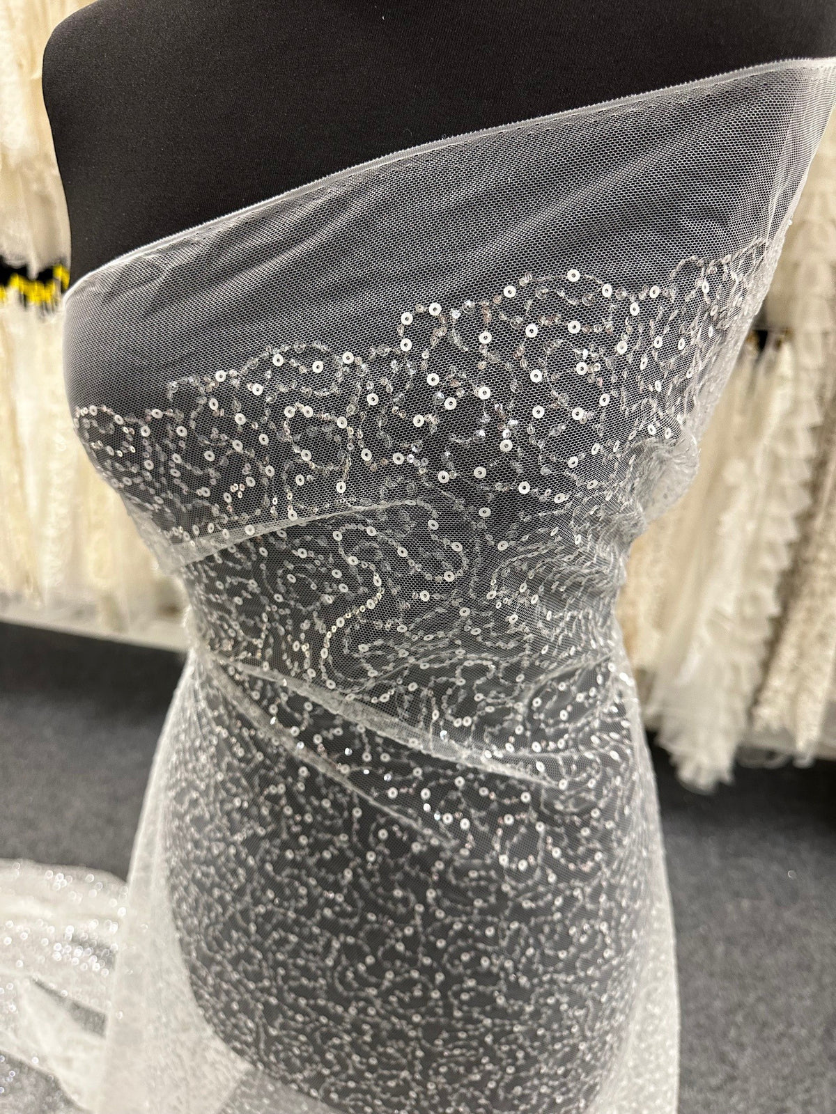Ivory Sequinned Tulle - Graziella