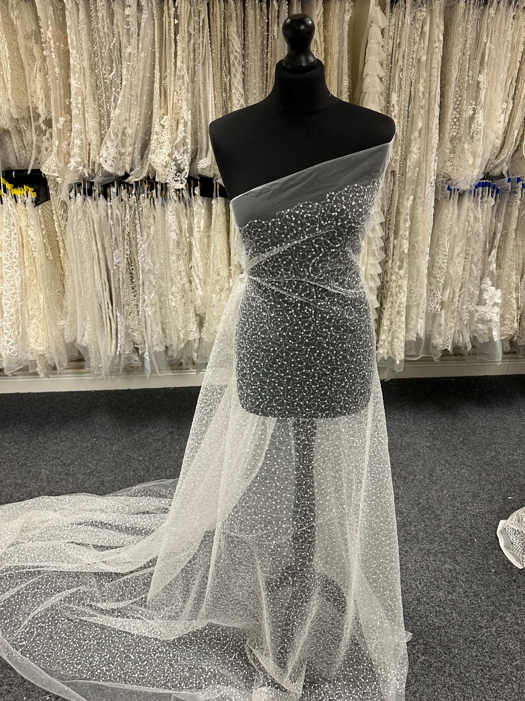 Ivory Sequinned Tulle - Graziella