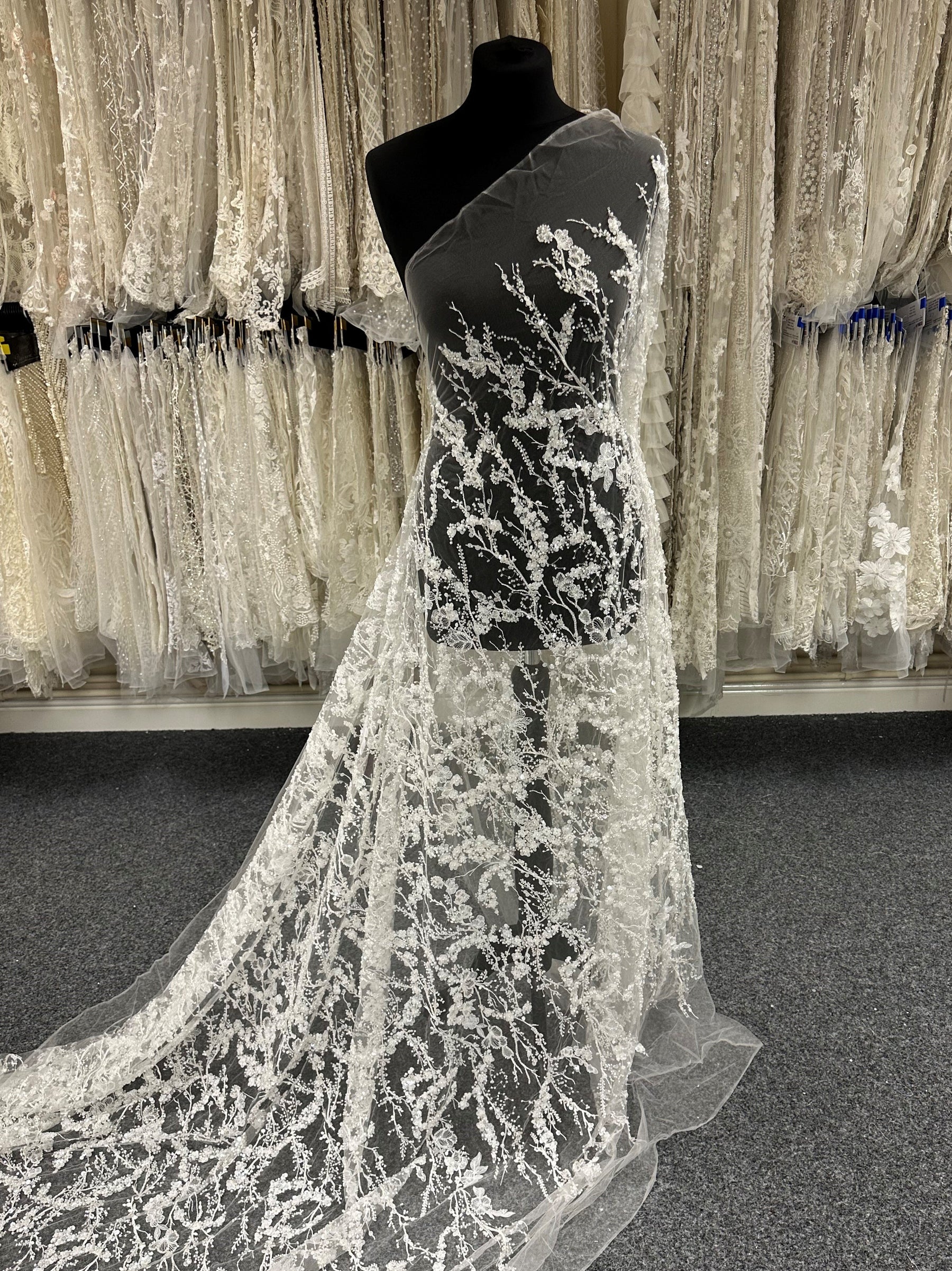 Ivory Beaded Bridal Lace - Bambi Ivory Beaded Bridal Lace - Bambi