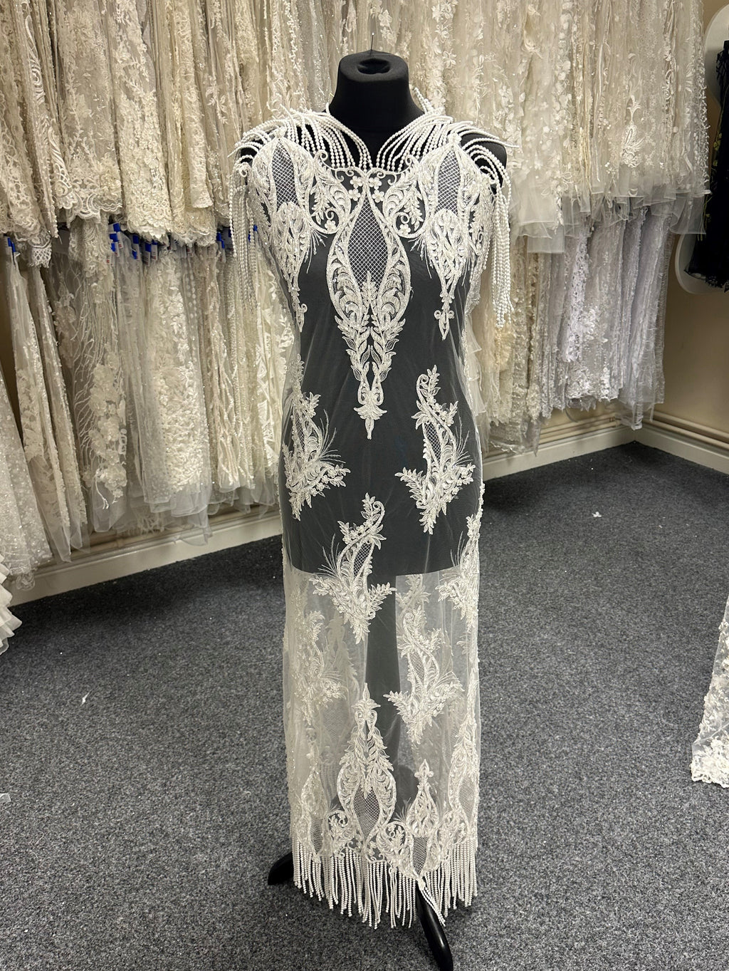 Ivory Beaded & Corded Lace
