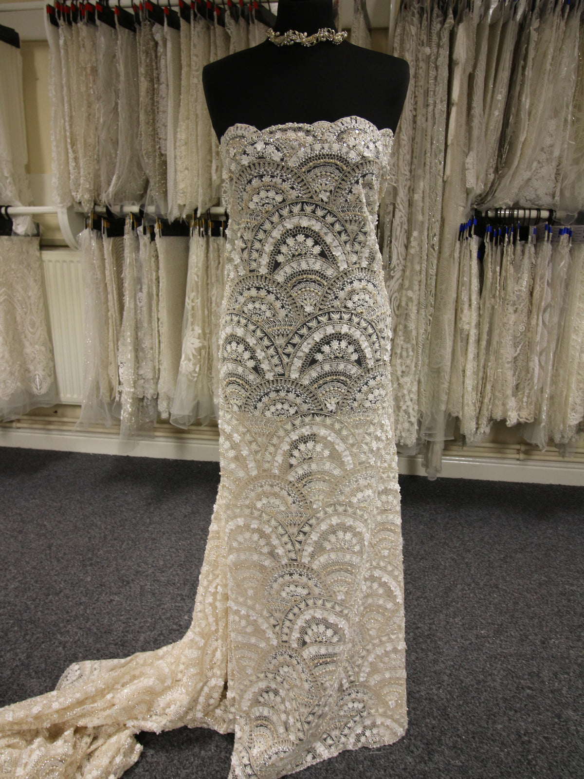 Ivory & Champagne Beaded Lace - Emmeline